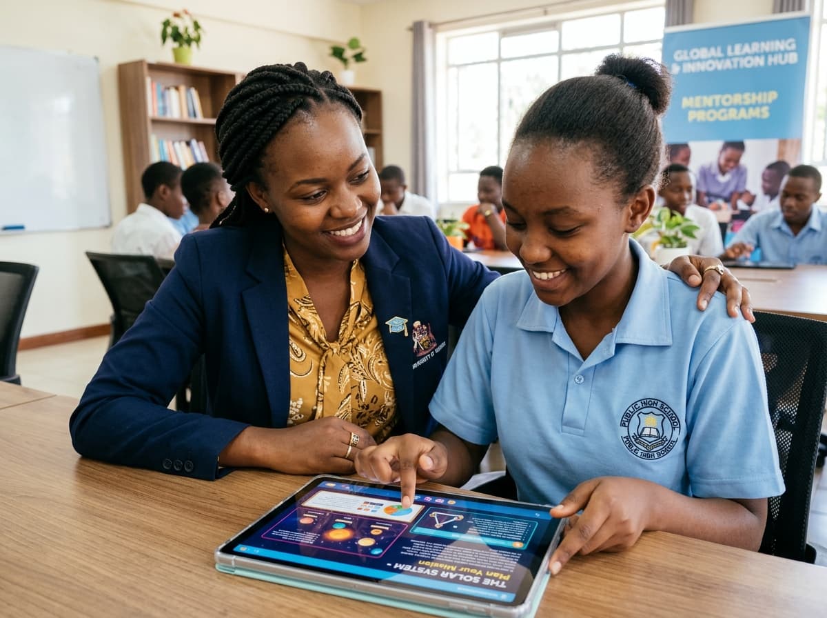 African graduate mentor coaching a student