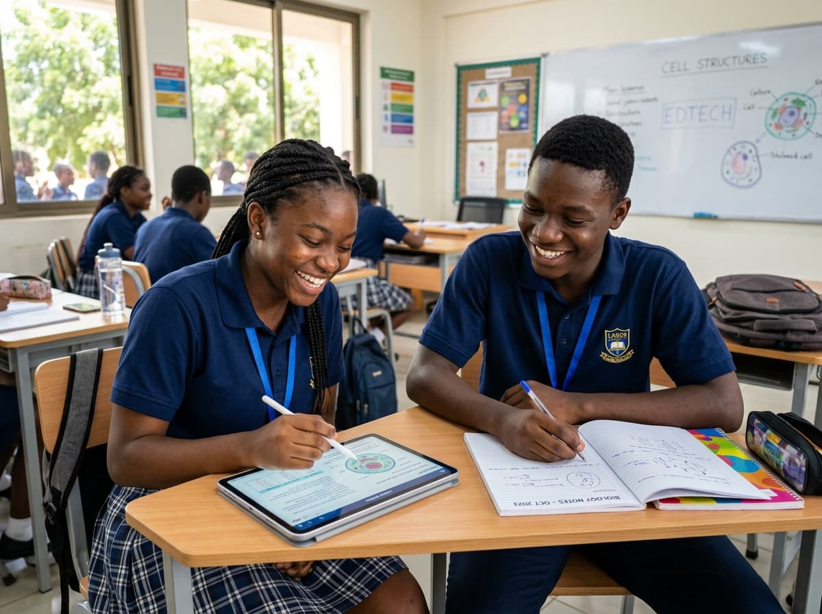 African secondary school students learning with Schoolon digital platform